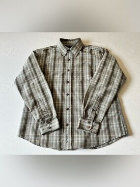 Ezekiel Men's Grey and Beige Plaid Button-Down Shirt